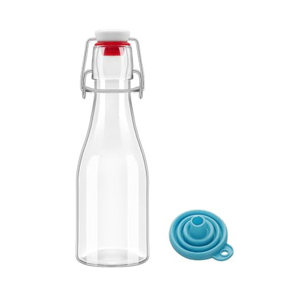 1Pc (5oz Round) clear Swing Top Brewing Bottles with Leak Proof Easy Caps, Glass Beer Bottle Flip Top Bottles For Kombucha, Kefir, Vanilla Extract, Beer (5oz Round) - size: 5.4 Ounces