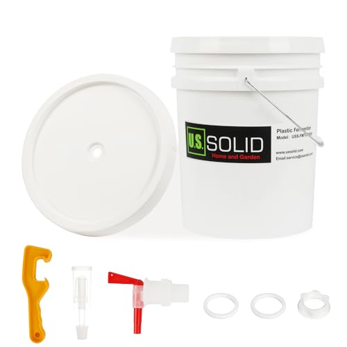 U.S. Solid 2-Pack Plastic Fermenter - 5 Gallon Food-Grade Fermenting Bucket Homebrewing Fermentor with Spigot and Airlock - size: 5 gallon(2-PACK)