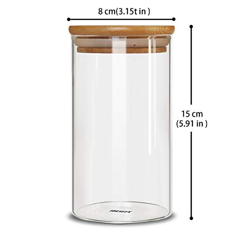 Glass Storage Jars Set of 2(25oz/750ml) with Airtight Seal Wooden Lid Stackable Kitchen Canisters for Candy, Coffee Bean Cookie, Rice, Sugar, Flour, Pasta, Nuts, Coffee - size: 25oz