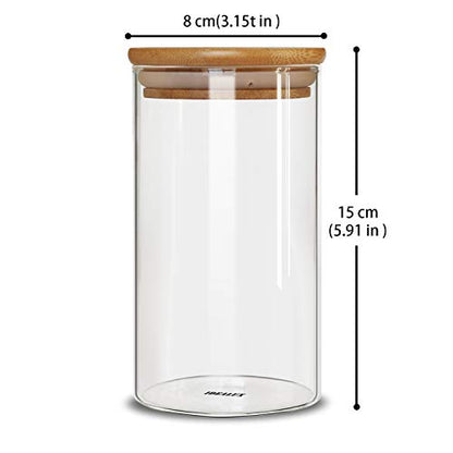 Glass Storage Jars Set of 2(25oz/750ml) with Airtight Seal Wooden Lid Stackable Kitchen Canisters for Candy, Coffee Bean Cookie, Rice, Sugar, Flour, Pasta, Nuts, Coffee - size: 25oz