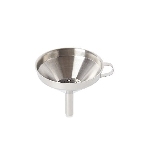 Fox Run Funnel with Removable Strainer, Stainless Steel, 5 x 5 x 4.75 inches - size: 5" With Strainer
