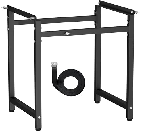 Mondazie Adjustable Metal Bee Hive Stand with 120-Inches Strap for 8 & 10 Frame Beehives Box, 12 to 19 Inches Width Beehive Frame Holder , Heavy Duty Flow Hives Stands Base for Beekeeping, Black - color: Black - Standard