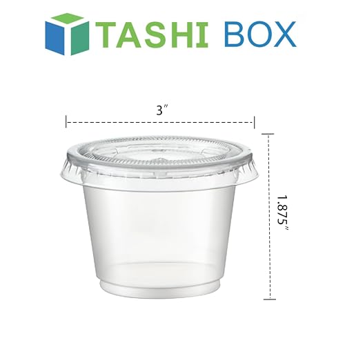 TashiBox 100 Sets - 4 oz Portion Containers with Lids, Airtight and Stackable, Jello Shot, Sauce, Condiment Cups for Lunch, Party, Trips - size: 4oz-100Sets