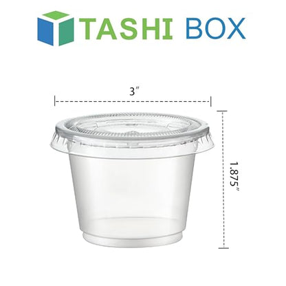 TashiBox 100 Sets - 4 oz Portion Containers with Lids, Airtight and Stackable, Jello Shot, Sauce, Condiment Cups for Lunch, Party, Trips - size: 4oz-100Sets