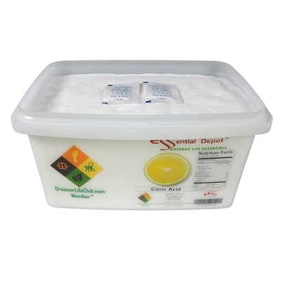 Essential Depot Citric Acid - 8 lbs - Anhydrous - Food Grade - Safety Sealed Wide Mouthed PP Container with Resealable Cap and Reattachable Handle