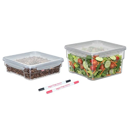 2 Pack Airtight Commercial Food Storage Container Set, Includes 2 QT & 4 QT Clear Containers, Stackable, Gold Scale Markings for Coffee Beans, Sugar and Dry Ingredients, Shallow Model - size: 2.0(QT)+4.0(QT)-Shallow