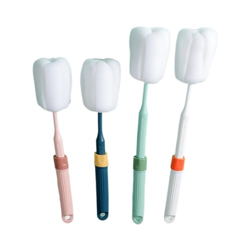 Dishwashing Foam Sponges Brush Telescopic Long Handle Scrubbing Brushes Clean Dishes, Sinks,Cookware,Coffee Glasses Pot Milk Cup Mugs Wine Bottle (4pcs) - size: 4pcs