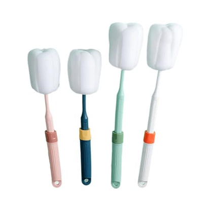Dishwashing Foam Sponges Brush Telescopic Long Handle Scrubbing Brushes Clean Dishes, Sinks,Cookware,Coffee Glasses Pot Milk Cup Mugs Wine Bottle (4pcs) - size: 4pcs
