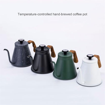 1.2L Stainless Steel Drip Coffee Kettles with Integrated Thermometers and Ergonomic Handle for Brewing Modern Design Kettles - color: Black