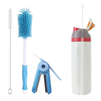 Water Bottle Cleaner Kit for Owala 24/32/40oz,3 Pack | Extra Long Silicone Bottle Brush,Bendable Stainless Steel Straw Cleaner,Compatible with Owala Accessories