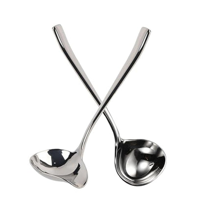 Generic Stainless Steel Small Sauce Ladle, With Pouring Spout Gravy ladle, for Salad dressing and dressings, 7.4Inches 2 Pieces Dishwasher Safe