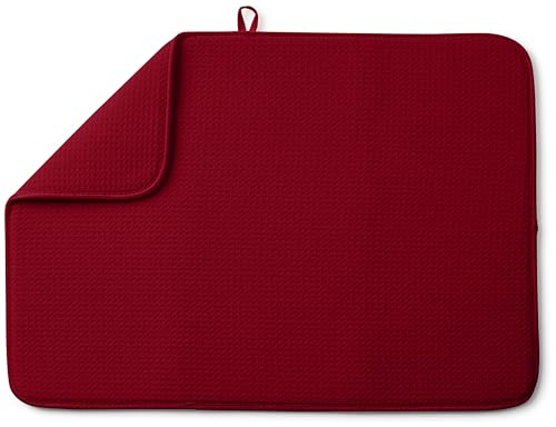 Bellemain XL Dish Mat 24" x 17" ( LARGEST MAT ) Microfiber Dish Drying Mat , Super absorbent ( Red ) - color: Red, size: 17" x 24"