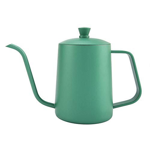 ZJchao Stainless Steel Coffee Kettle Gooseneck Spout Teapot with Thermometer 600ml Large Capacity Precision Pouring Coating for Coffee Brewing Enthusiasts Black Pink Green (Green) - color: Green