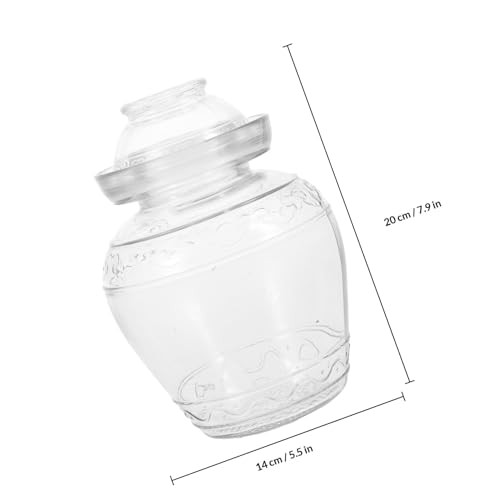 Thickened Glass Pickle Jar with Airtight Water Seal, 3lb Food Storage Canister for Homemade Sauerkraut and Kimchi, Kitchen Fermentation Crock with Patterned Design