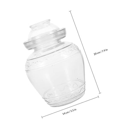 Thickened Glass Pickle Jar with Airtight Water Seal, 3lb Food Storage Canister for Homemade Sauerkraut and Kimchi, Kitchen Fermentation Crock with Patterned Design