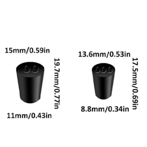 Laboratory Grade Rubber Stoppers, 60 Pieces Assorted Tapered Bungs Set, 000# and 00# Each 000# 40 pcs 00#20pcs Solid Black Round Rubbers Hole Plugs - size: 60pcs 000#and00#