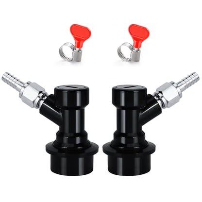 2 PCS Ball Lock Keg Fittings Beer Corny Keg Liquid Connectors with Stainless Steel 1/4" Liquid Barb and MFL Thread Swivel Nuts for Homebrew with 2 Hose Clamps