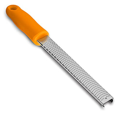 Lemon Zester, Stainless Steel Kitchen Cheese Grater, Plastic Cover Ergonomic Soft Orange Handle - color: B-Orange