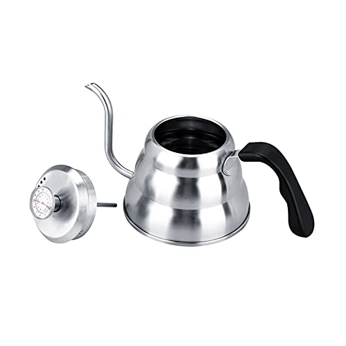 Pour over Coffee Kettle, Gooseneck Kettle, 304 Stainless Steel Coffee Gooseneck Kettle with Thermometer Easy Pour Teapot for Home Brewing(1.2L-White)