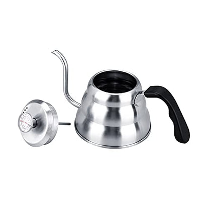 Pour over Coffee Kettle, Gooseneck Kettle, 304 Stainless Steel Coffee Gooseneck Kettle with Thermometer Easy Pour Teapot for Home Brewing(1.2L-White)