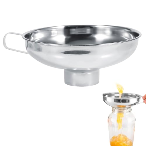 Canning Funnel for Kitchen Use, Stainless Steel Wide Mouth Funnel with Handle for Wide and Regular Jars - color: L