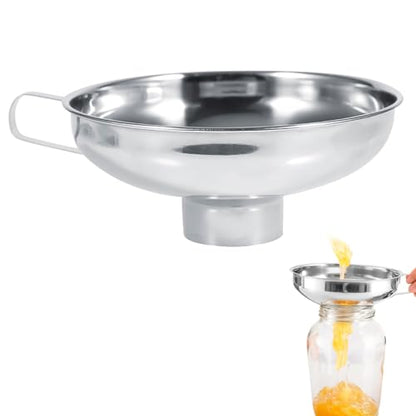Canning Funnel for Kitchen Use, Stainless Steel Wide Mouth Funnel with Handle for Wide and Regular Jars - color: L