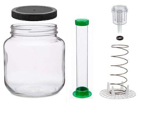 North Mountain Supply Vegetable Fermentation Kit - Half Gallon Jar, Vegetable Pounder, Spring Weight with Press, 2-Piece Airlock, and Grommeted Black Plastic Lid
