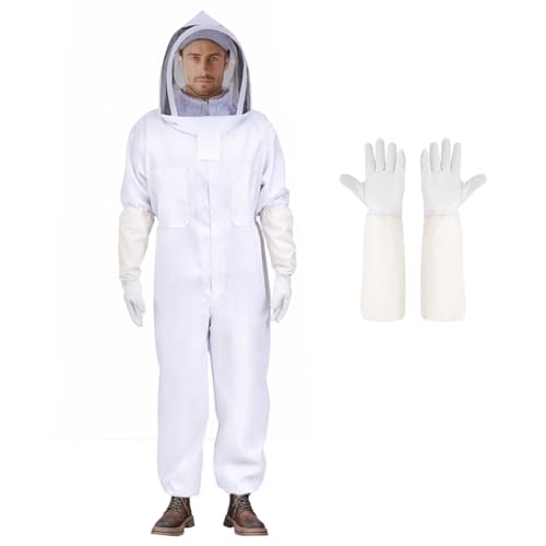 KAGZ Professional Bee Suit with Sting Proof Gloves for Men Women, Beekeeping Beekeeper Suit Bee Costume with Ventilated Hood XXL(No Cap) - size: No Cap-XXL