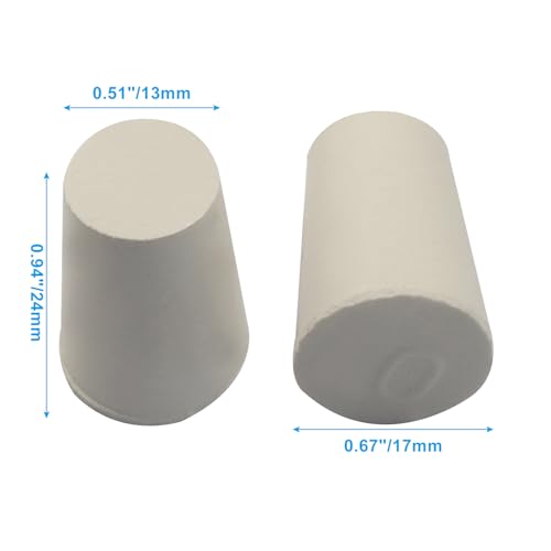 Solid Rubber Stoppers, Size 0#, 20 Pack | Tapered Plugs, White Natural Rubber Bungs, For Test Tubes, Flasks & Lab Equipment - size: 0#