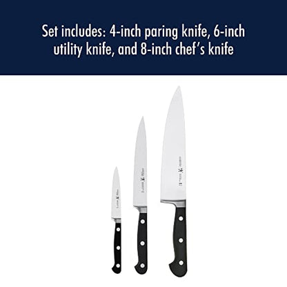 Henckels Classic 3-Pc Starter Chef Knife Set, Razor-Sharp German Engineered | Fully Forged Construction Provides Balance with Traditional Triple-Rivet Handles Enables Comfortable Easy Cutting. - style: Kitchen Knife Set