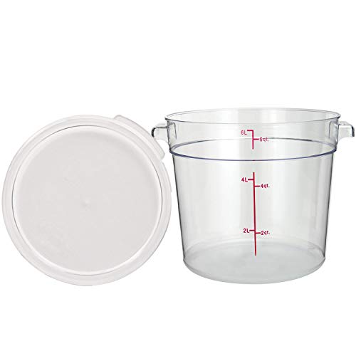 Tiger Chef 6 Quart Commercial Grade Clear Food Storage Round Polycarbonate Containers With Clear Lids - size: 6 Quart