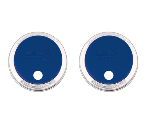 Deep Blue Silicone Fermentation Lid and Straw Hole Tumbler for Mason, Ball, Canning Jars (2 Pack, Regular Mouth) - color: Deep Blue, size: Regular Mouth