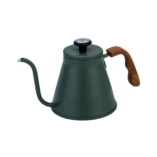 1.2L Stainless Steel Drip Coffee Kettles with Integrated Thermometers and Ergonomic Handle for Brewing Modern Design Kettles - color: Green