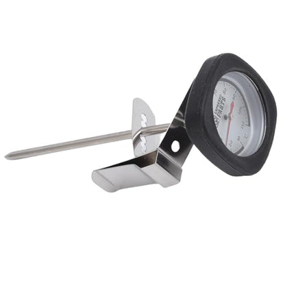 Instant Read Pocket Milk Frothing Thermometer with Clip, 304 Stainless Steel, Square Shape, Black, for Chocolate and Coffee Drinks (Black) - color: Black