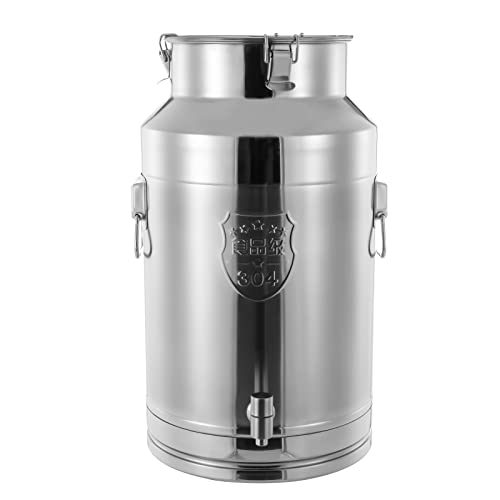 35L/9.3gal Milk Can with Spigot - 304 Stainless Steel Water Dispenser Food Storage Container for Liquid & Dry Goods, Wine Pail Bucket Metal Tote Jug for Kitchen, Farm - size: 35 liters (9.3 gallons)