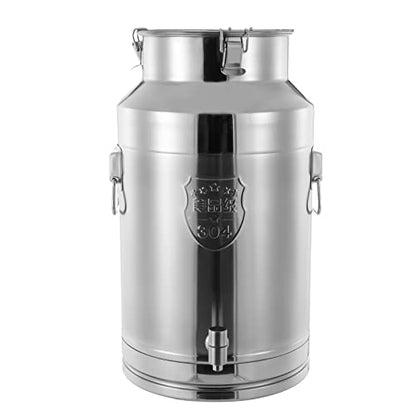 35L/9.3gal Milk Can with Spigot - 304 Stainless Steel Water Dispenser Food Storage Container for Liquid & Dry Goods, Wine Pail Bucket Metal Tote Jug for Kitchen, Farm - size: 35 liters (9.3 gallons)