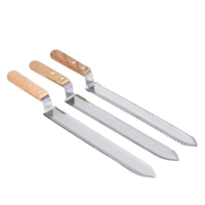 MUSM Stainless Steel Beekeeping Uncapping Knife, Z-Shaped Honey Scraper with Wooden Handle, Beekeeping Supplies for Hive Maintenance