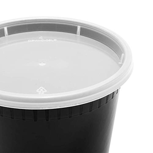 Karat [24oz - 240 ct Black PP Injection Molded Round Deli Containers with Lids (FP-IMDC24-PPB) - color: Black, size: 24oz