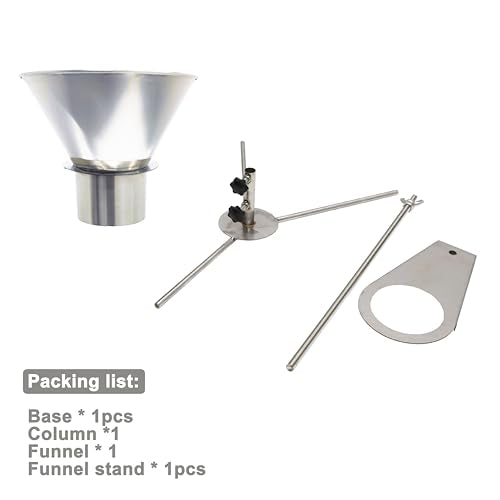 TECHTONGDA Stainless Steel Funnel Food Grade Kitchen Feeding Hopper with Support Stand for Powder, Paste, Liquid, Granule Manual Filling Package Bottom Diameter 5.5Inch(14cm)