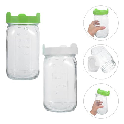 Yardwe 2pcs Quart Mason Jar Sprouting Kit with Mesh Lids - Wide Mouth Glass Sprouting Jars for Kitchen Seed Germination and Microgreens Starter - Home Herb and Vegetable Growing Set