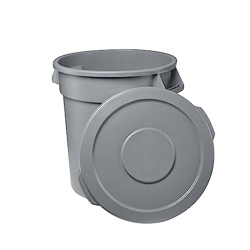 20 Gallon Gray Round Commercial Trash Can and Lid, Ingredient Storage Bin, Commercial Storage Bins, Round Food Storage Container for Kitchen/Food Prep/Storing, Kitchen Trash Can - color: Gray, size: 20 Gallon with Lid