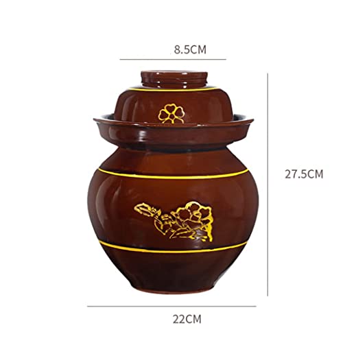 Ceramic Pickle Jar with Lids,Large Traditional Chinese Porcelain Pickle Jar Pickling Jars,Ceramic Fermentation Crock with Water Seal Airlock Lid,Sauerkraut Crock L (Medium - size: Medium