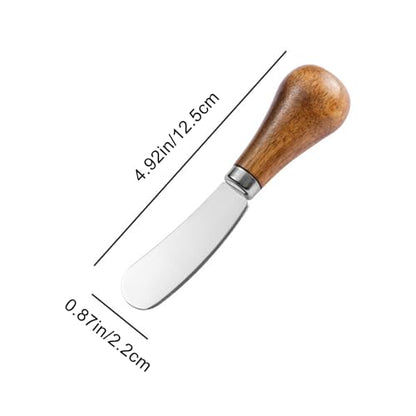 Stainless Steel Butter Knife Spreader Cheese Spreader Knives with Handle | Mini Serving Tongs with Bamboo Handle,cheese cutter for Charcuterie Board Sandwich Appetizers Cocktail Spreading 2PCS