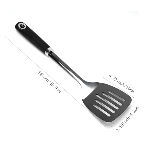 Black Stainless Steel Slotted Turner Spatula, Metal Spatula for Cast Iron & Stainless Steel Pans, Kitchen Turner for Eggs, Burgers, Dishwasher Safe - color: Z-Black Turner Spatula