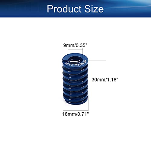 Heyiarbeit 18mm OD 9mm ID 30mm Long Spring Steel Spiral Stamping Light Load Compression Mould Die Spring for 3D Printer Blue 2Pcs - color: Blue, size: TL-18-9-30