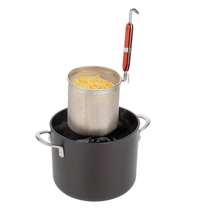 3PCs Mesh Pasta Basket Food Strainer Insert For Pot, Colander with Round Wooden Handle Stainless Steel Mesh Spider Strainer for Pasta Noodles Dumpling Vegetable - size: 5.5inches（diameter）