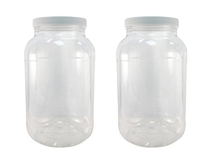 Pinnacle Mercantile 1 Gallon Plastic Jars with Screw on Lined Lids 2 Pack Wide Mouth Food Storage Containers