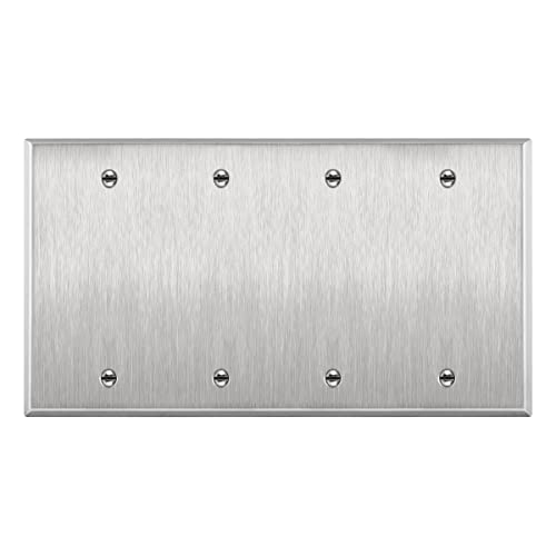 ENERLITES Blank Device Metal Wall Plate, Corrosive Resistant, Size 4-Gang 4.50" x 8.19", 7704, 430 Stainless Steel, UL Listed, Silver - color: Stainless Steel, size: 4 Gang