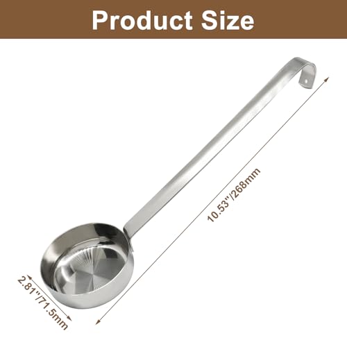 Bivethoi 3 oz 10.55" Stainless Steel Pizza Sauce Spoon | Long Handle, Flat Pizza Sauce Ladle, Measuring Scoop, For Stirring/Portioning/Serving Soups - size: 1 Pack