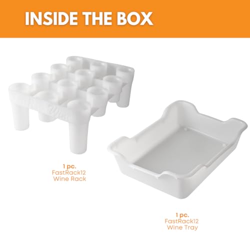 FASTFERMENT - 12-Bottle Drying Rack & Tray| Bottle Drying Tree Alternative | Dry & Store your Wine or Bomber/Belgian Bottles | Stackable | White | Dishwasher Safe | Home Brewing Supplies